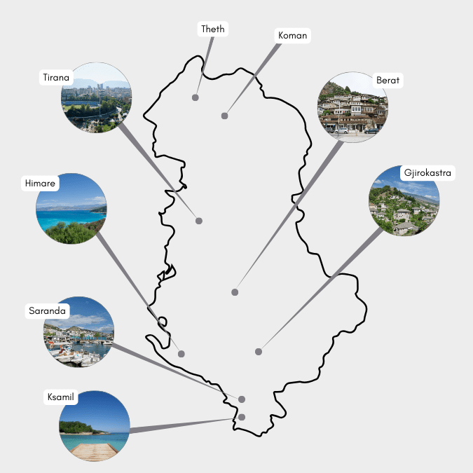 Albanien Karte Sehenswürdigkeiten