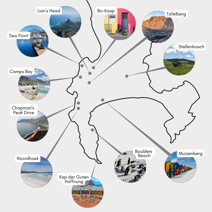 Kapstadt Sehenswürdigkeiten Karte