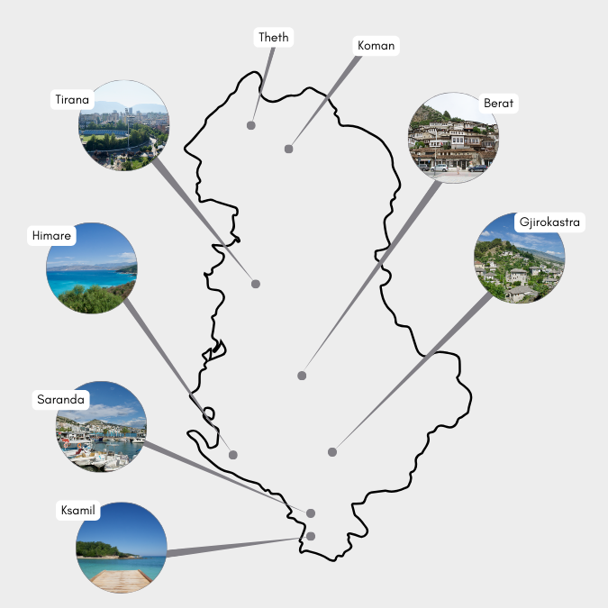 Albanien Karte Sehenswürdigkeiten