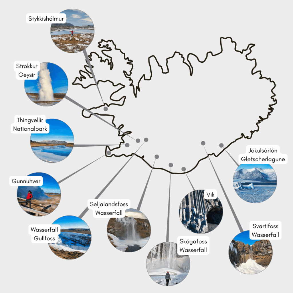 Island Sehenswürdigkeiten Karte